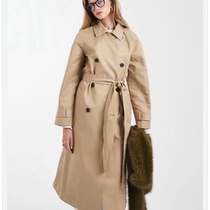 NEW-ASOS DESIGN longline water
repellent trench coat size 10P